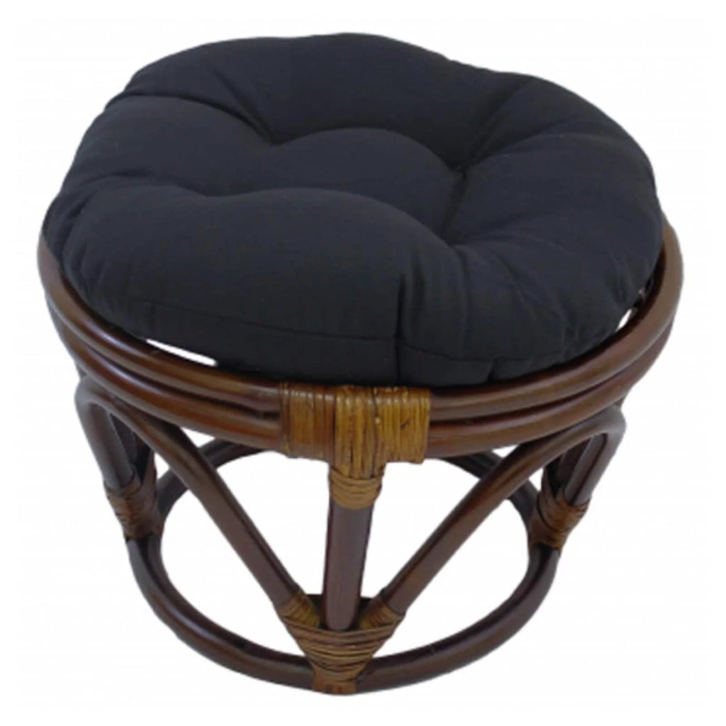 Rattan Footstool with Twill Cushion Q896