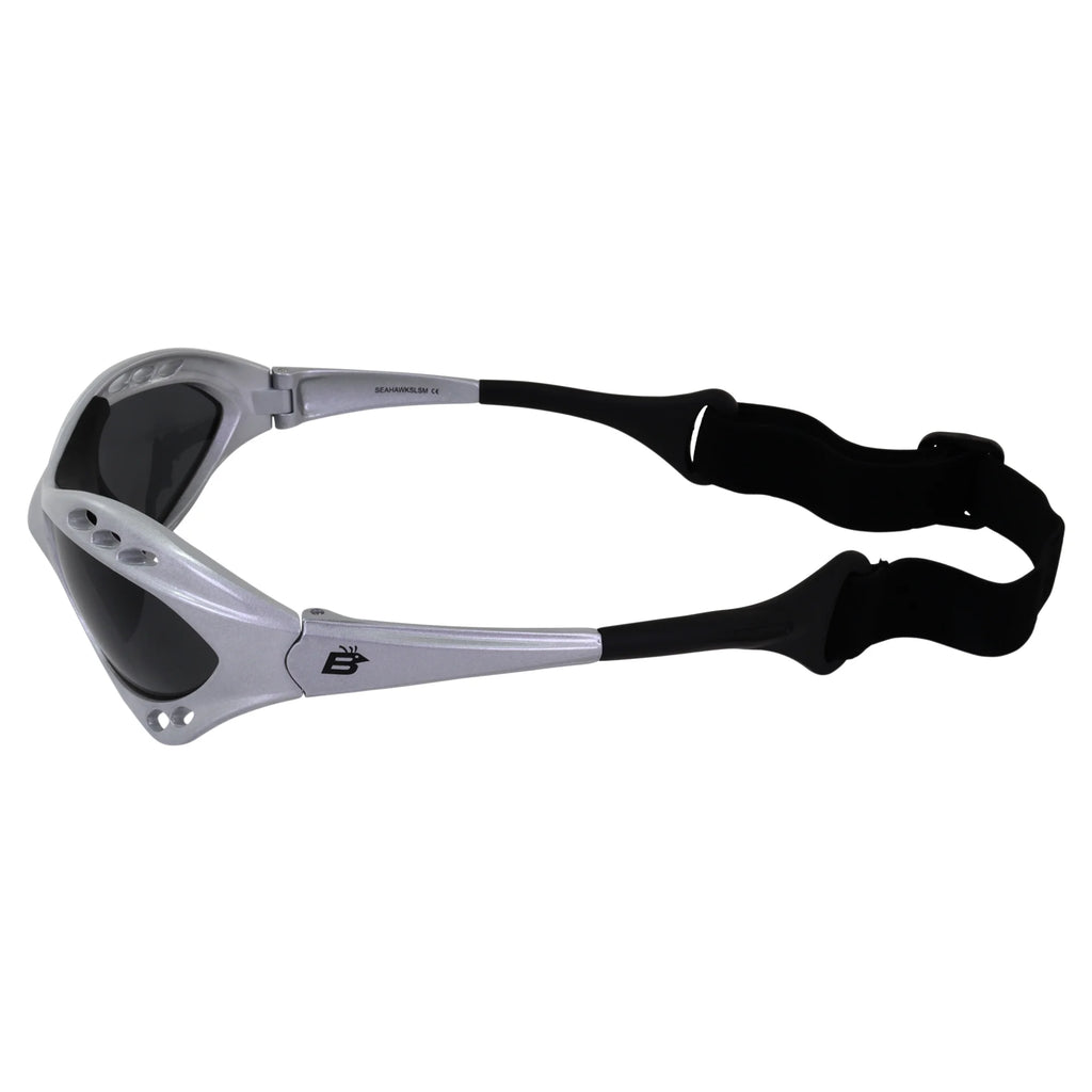 3 Pairs Padded Polarized Sunglasses w/Strap Silver Frame w/Smoke Lens & Black Frames w/Blue & Red Mirror Lenses V949