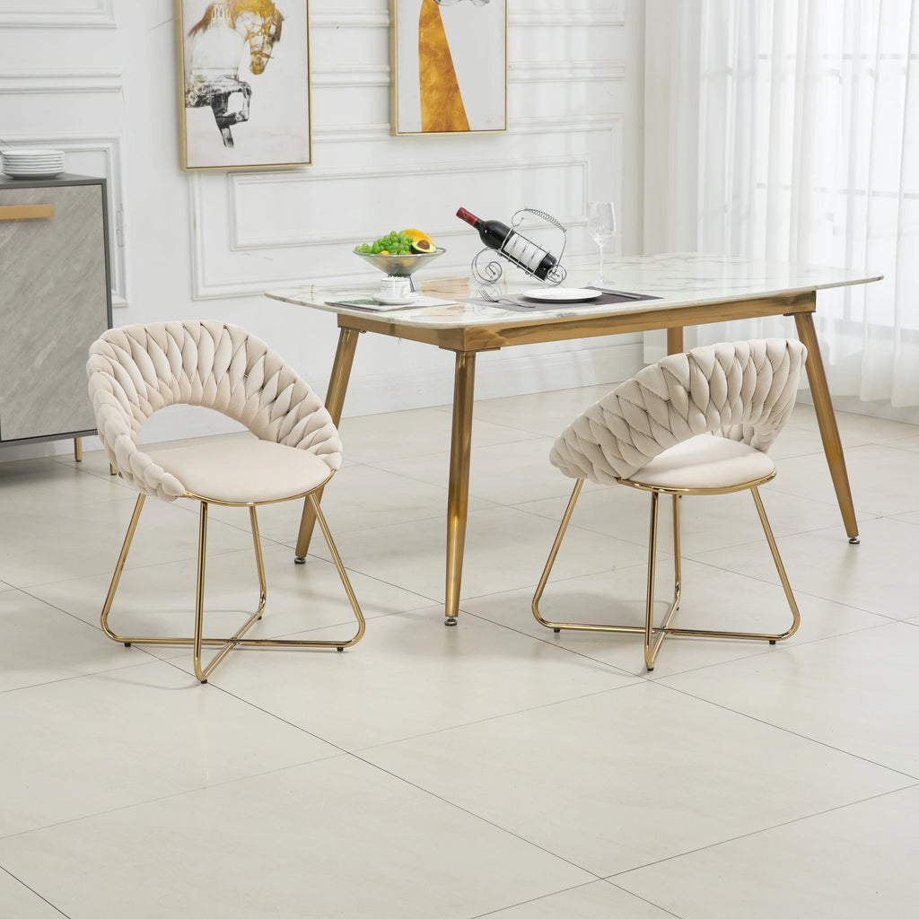 Velvet Accent Chairs Set of 2 with Gold Legs E1283