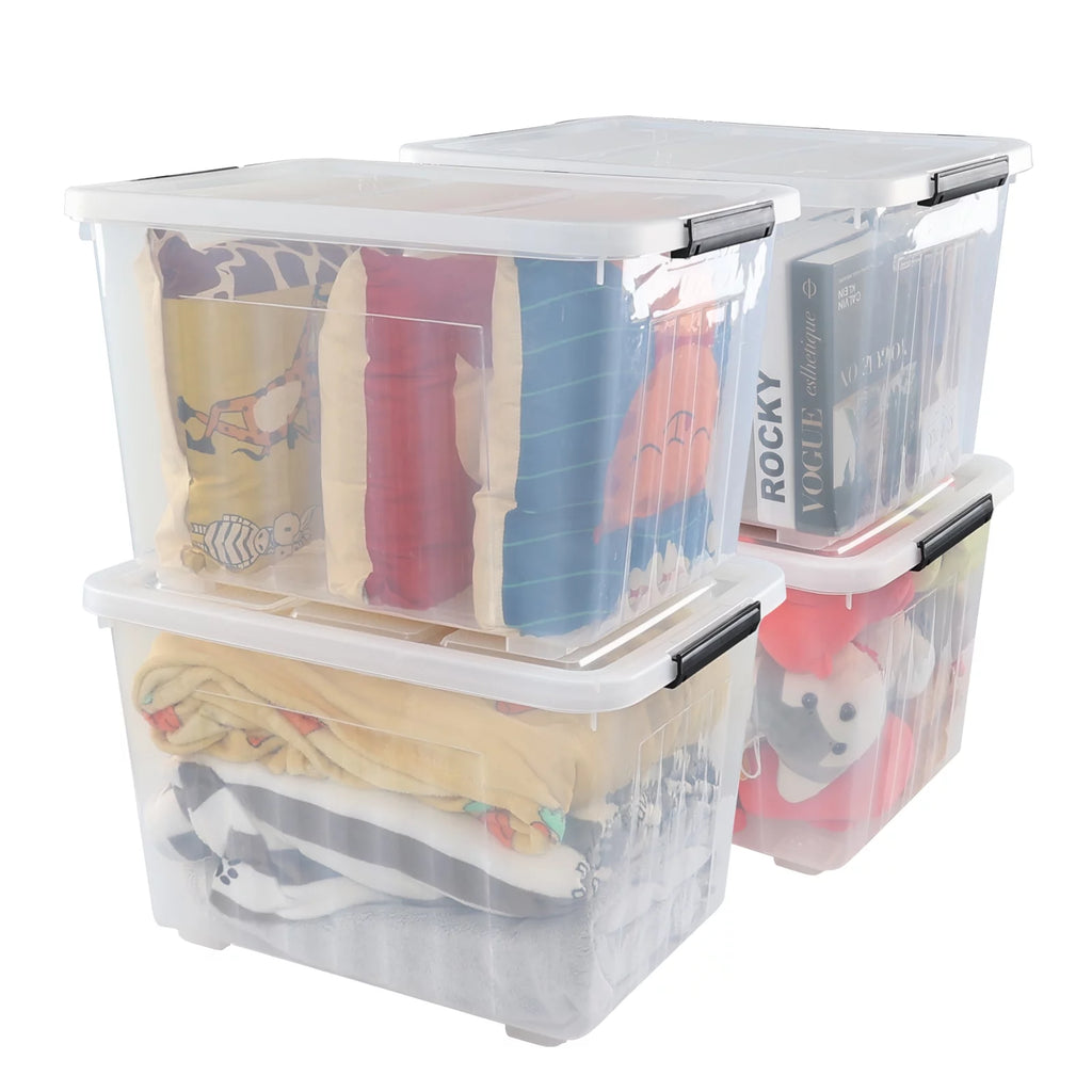 70 Quart Clear Plastic Storage Bins with Lids, 4-Pack Z574