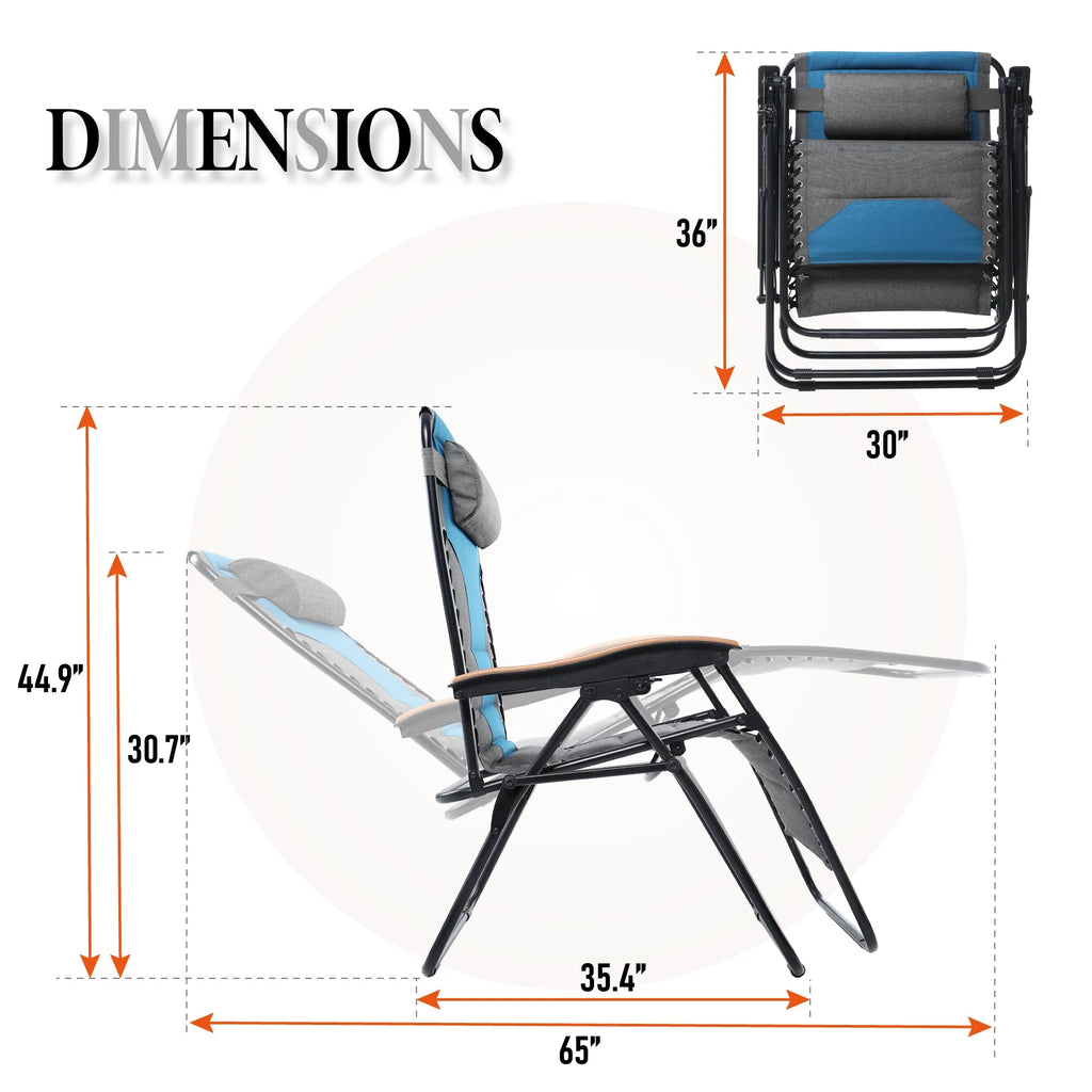 Aqua XL Oversized Padded Zero Gravity Chair Q913
