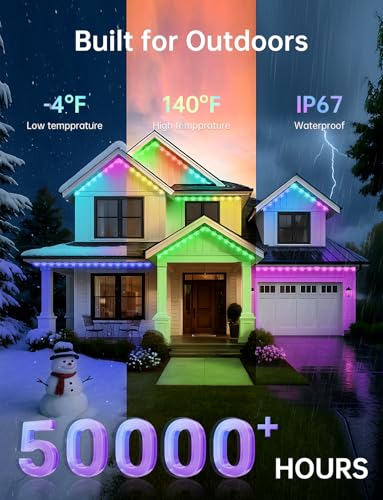 RGB+IC Christmas Eave Lights 30ft 22 LED Warm White IP68 Waterproof Smart Starry Outside Light J9010