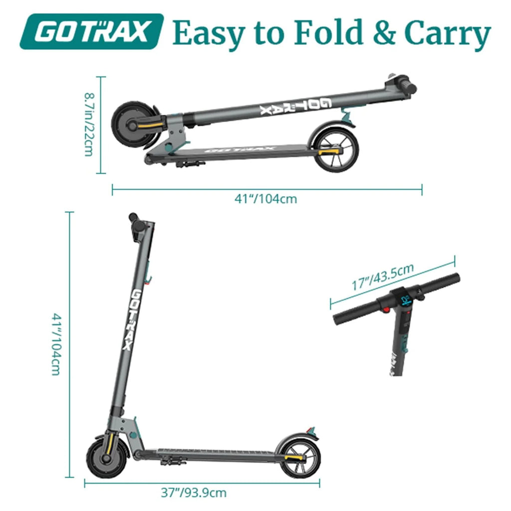 Foldable Electric Scooter with 6 Tires, 200W 12mph, Gray P461