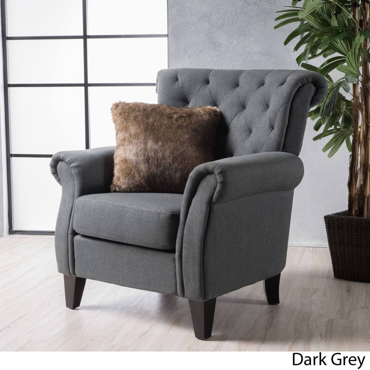 Grey Tufted Fabric Club Chair T753100
