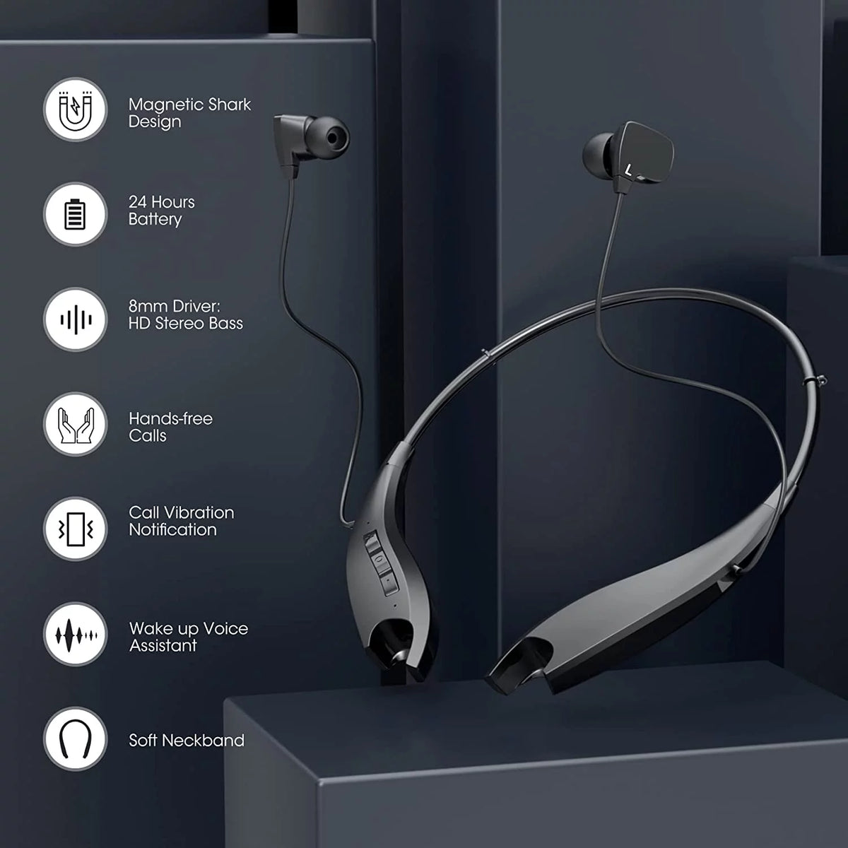 Neckband Bluetooth Headphones with Noise Cancelling Microphones Q212