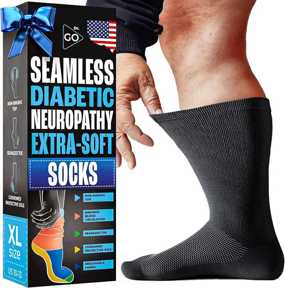 Black Diabetic Crew Socks 4 Pairs L2838