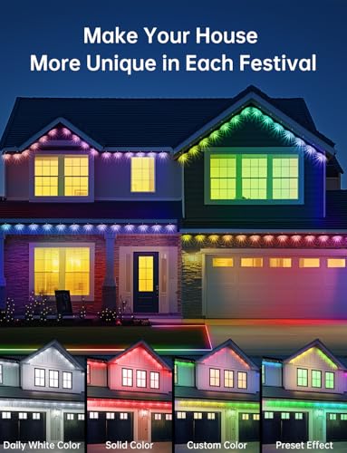 RGB+IC Christmas Eave Lights 30ft 22 LED Warm White IP68 Waterproof Smart Starry Outside Light J9010