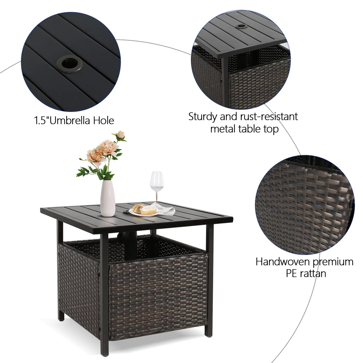 PE Wicker Umbrella Side Table Stand P2348