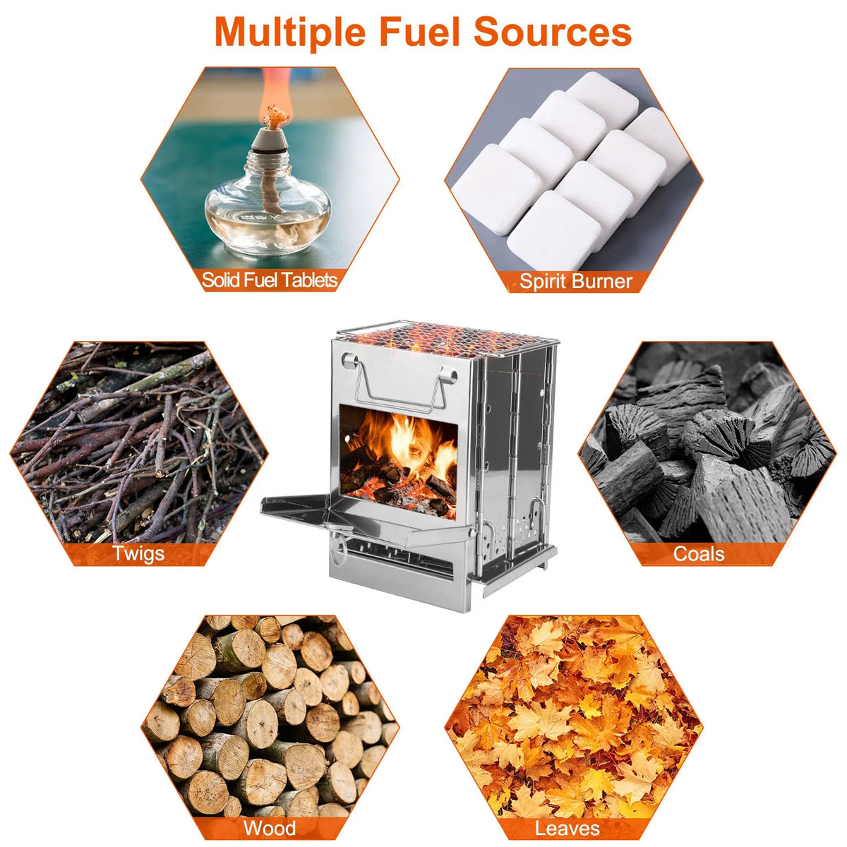 Folding Stainless Steel Camp Stove with Carry Bag U8045