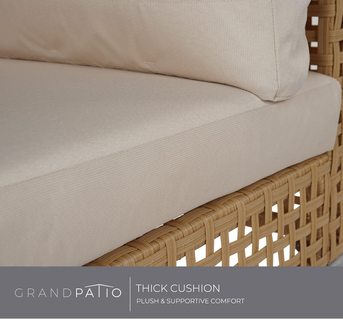 7-Piece Wicker Patio Furniture Set with Beige Cushions and Coffee Table M6473