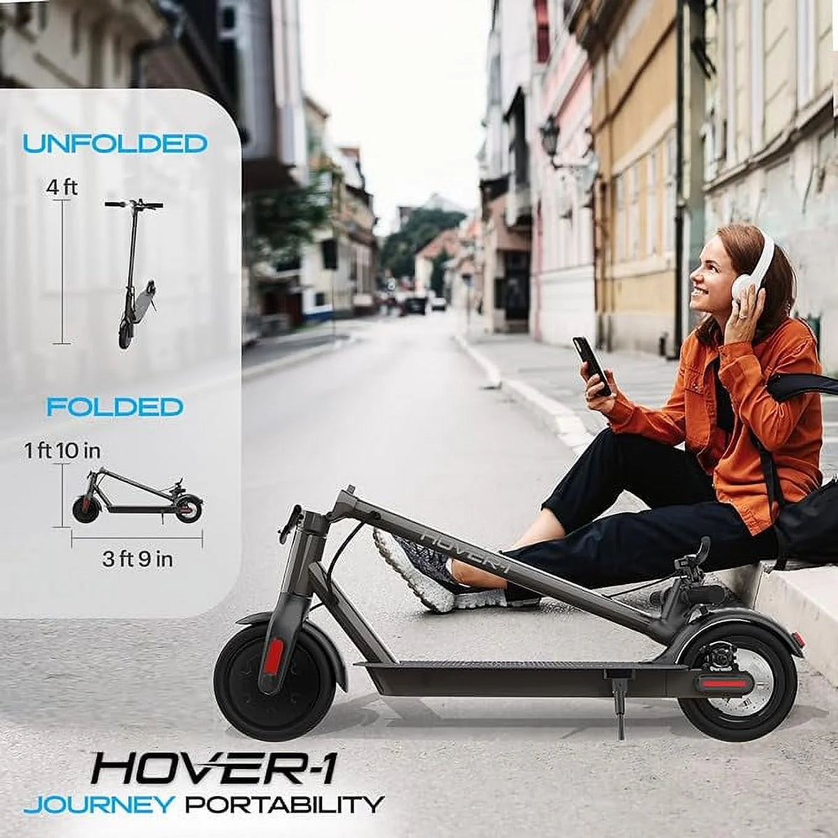 Yellow Folding Electric Scooter, 16 mph Max Speed D4687