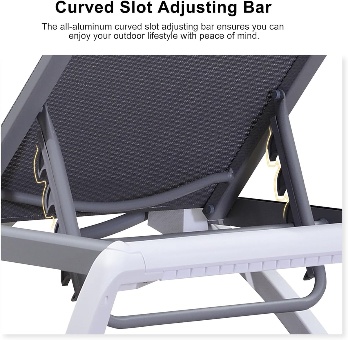Grey Plastic Textilene Patio Chaise Lounge Chair M32894