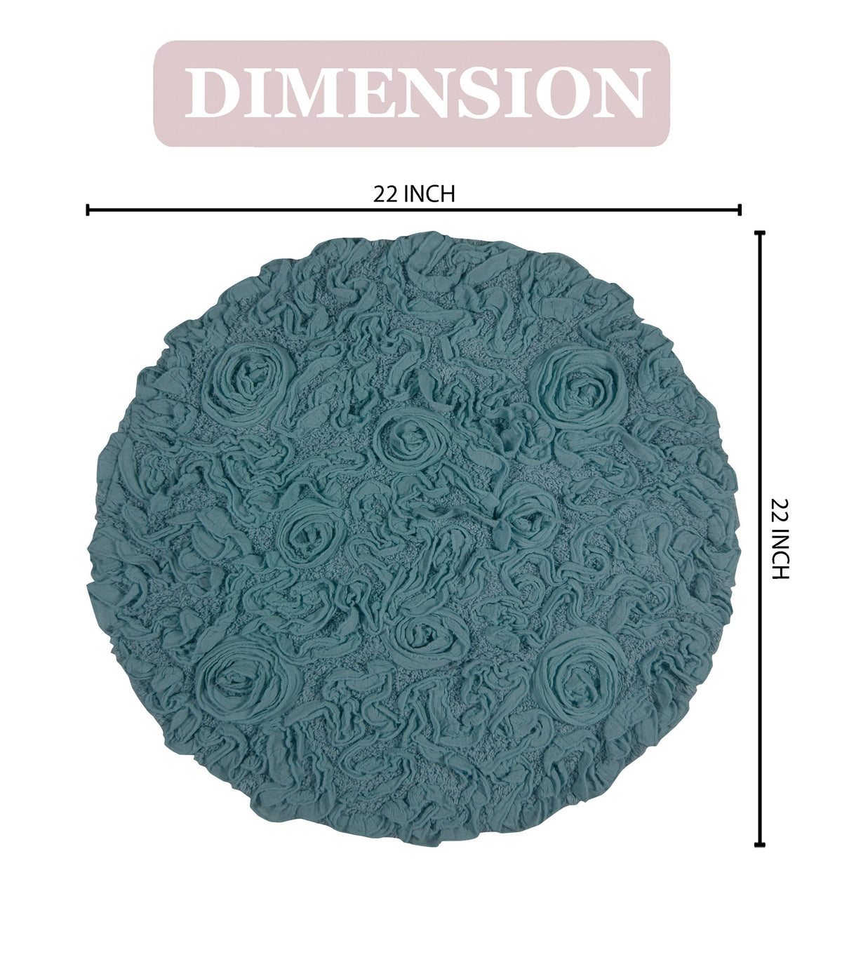 Blue 22" Round Cotton Bathroom Rug W640