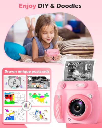 Instant Print Kids Camera with 3 Rolls Printing Paper Green K241298