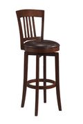 Brown Vinyl Seat Wood Bar Height Swivel Stool D381098