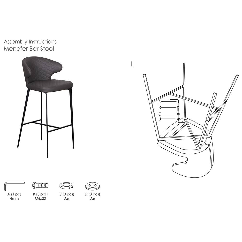 Charcoal Fabric Bar Stool B58295