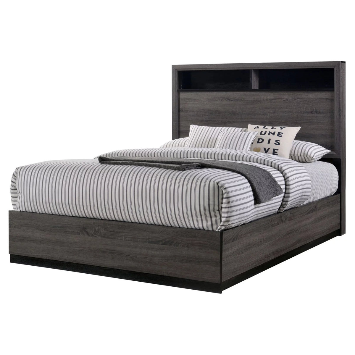 Wooden California King Bed with Bookcase Headboard G61752