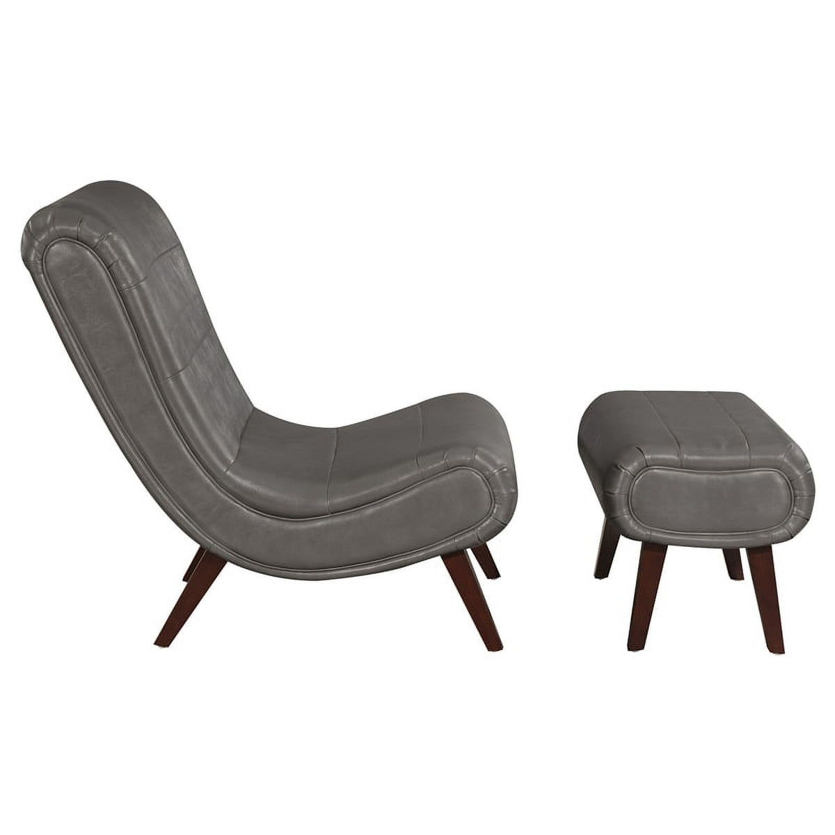 Pewter Faux Leather Lounger with Ottoman R440752