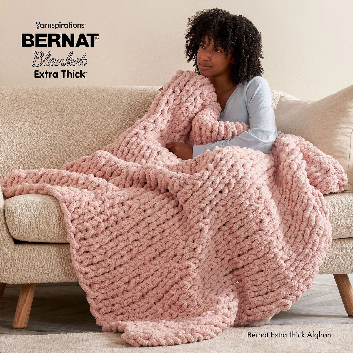 Bernat Blanket Extra Thick Jumbo Polyester Yarn, Clay, 21.2oz, 72 Yards (2 Pack) W6666