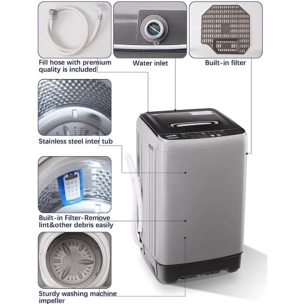 17.7 lbs Portable Compact Washing Machine with Drain Pump P9601