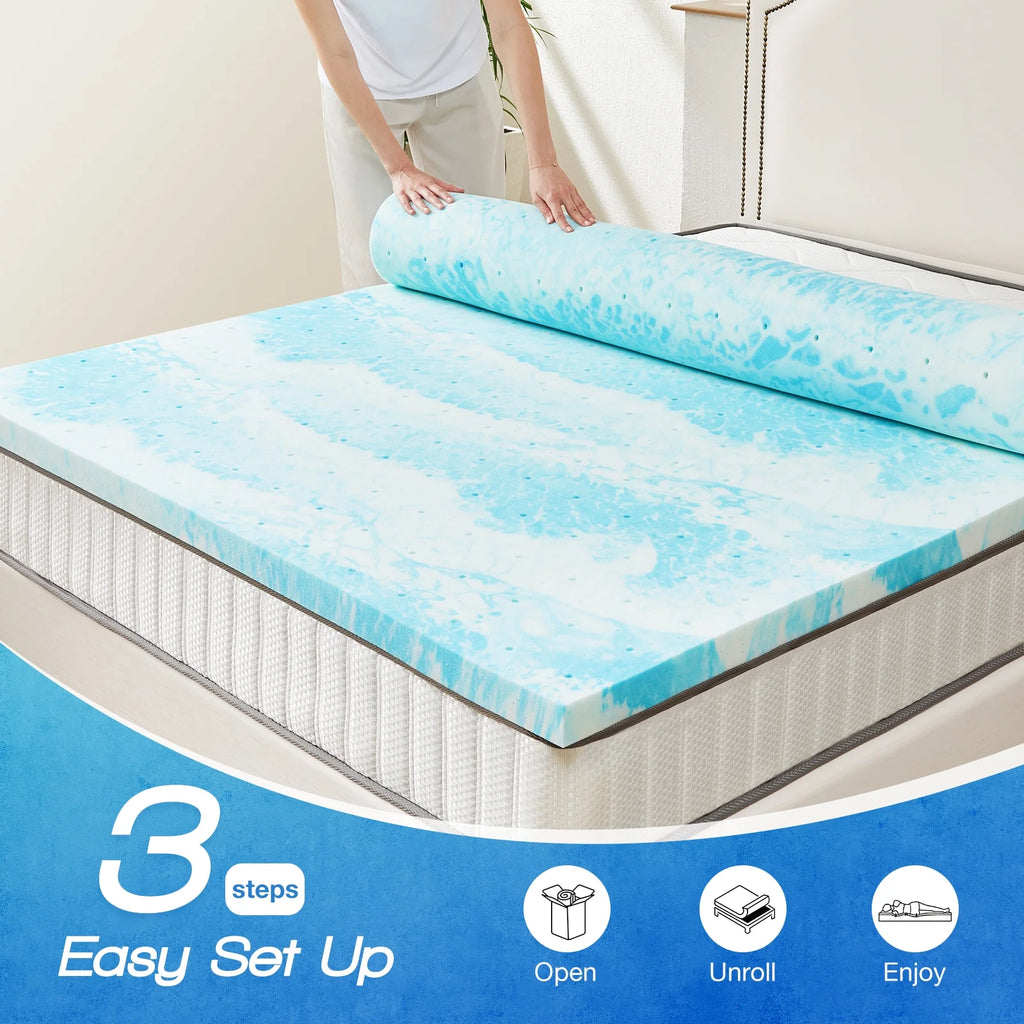2 Inch Cool Gel Memory Foam Mattress Topper Queen Size Q41371