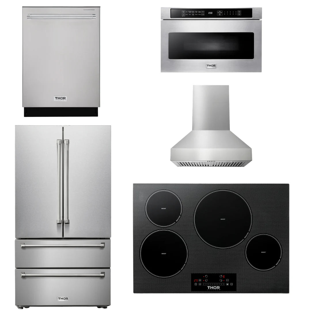 30 Induction Cooktop, Range Hood, Microwave, Refrigerator, Dishwasher G789