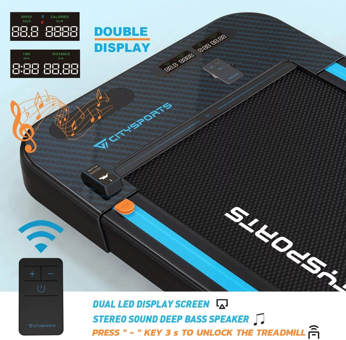 Portable Slim Treadmill with Audio Speakers L873