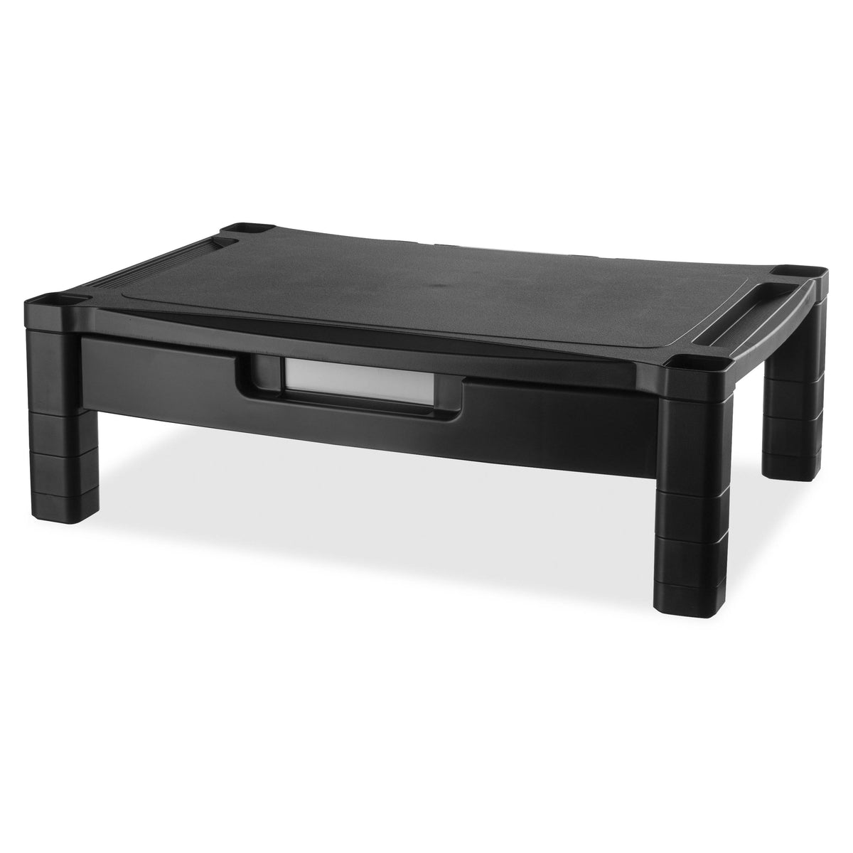 Black Height-Adjustable Two-Level Monitor Stand with Drawer X341