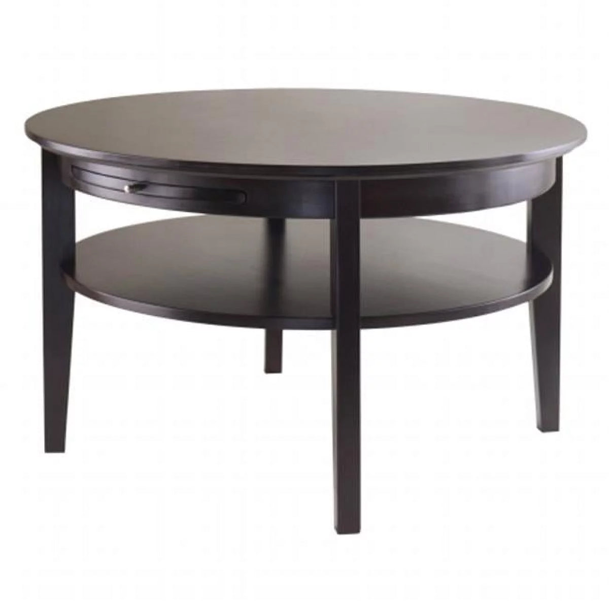 Round Coffee Table with Pull out Tray Dark Espresso S357