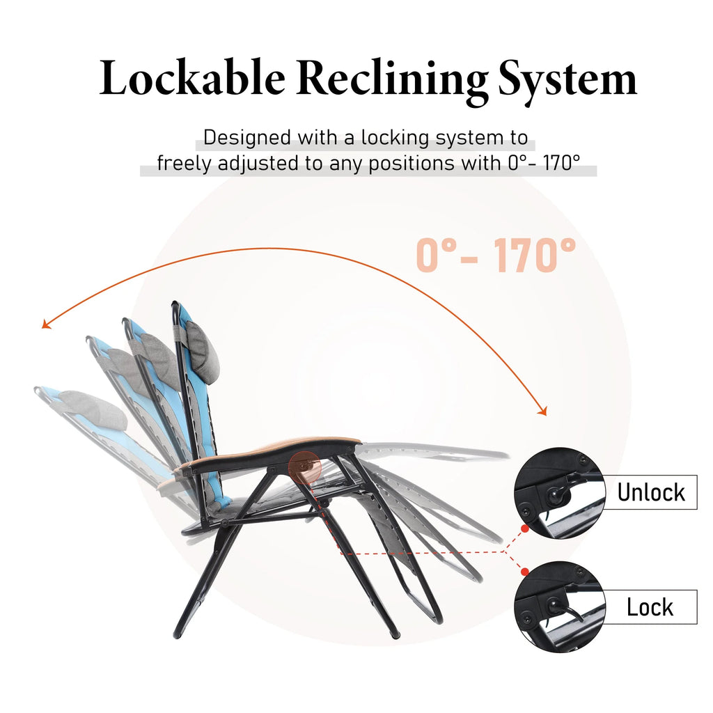 Aqua XL Oversized Padded Zero Gravity Chair Q913