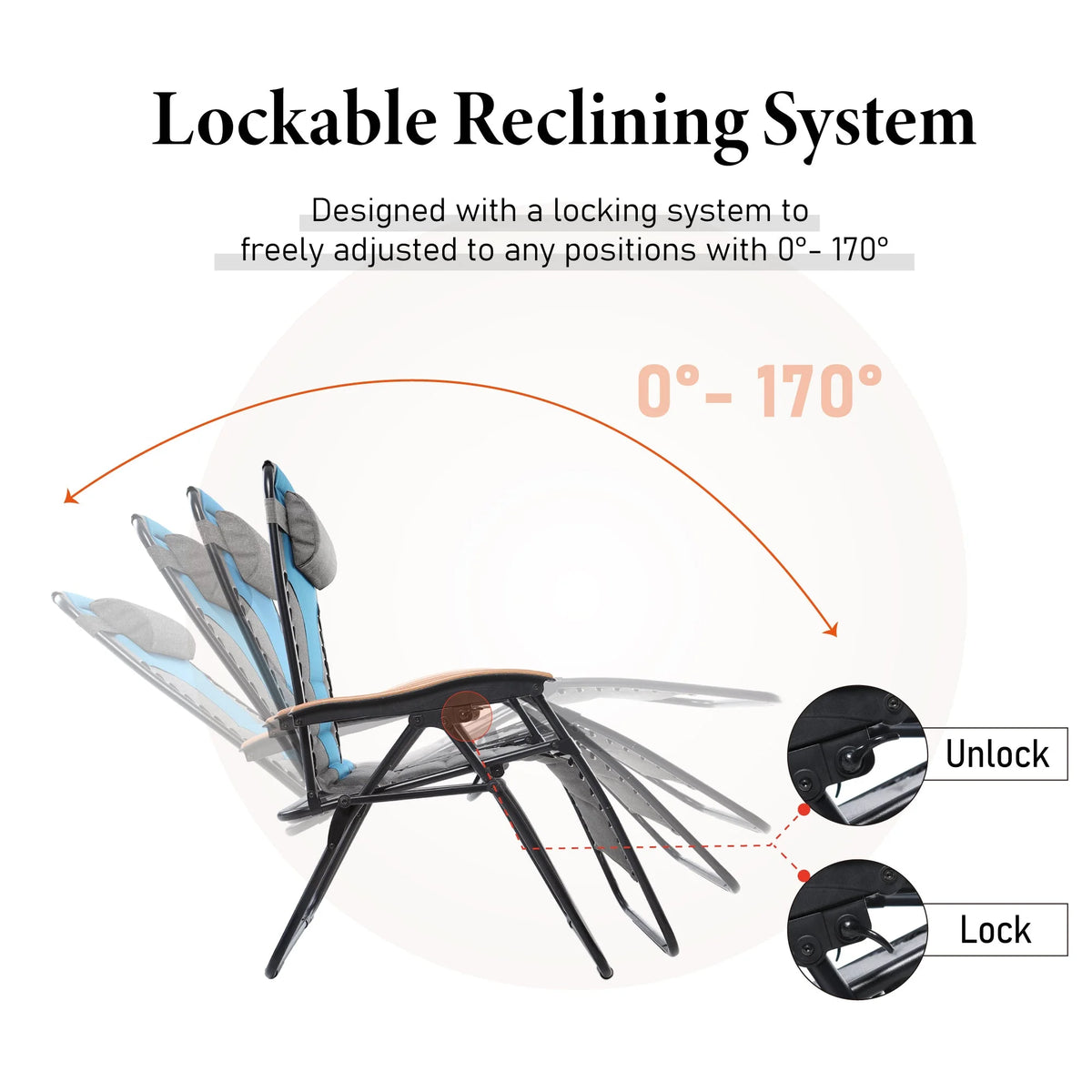 Aqua XL Oversized Padded Zero Gravity Chair Q913