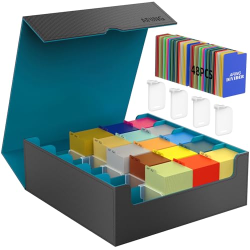 Trading Card Storage Box with 48 Dividers, Black Blue C252