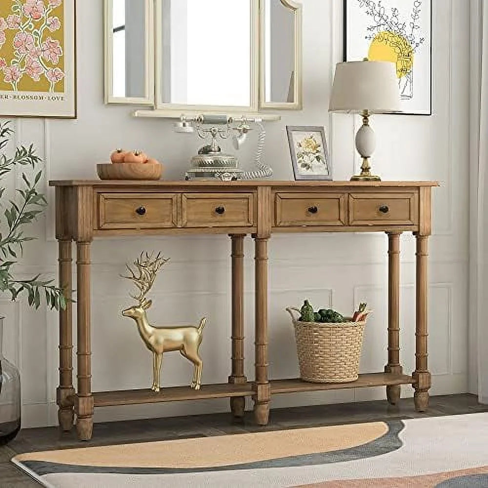 Solid Wood Console Table with 2 Drawers Y24031