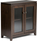 Farmhouse Grey 30 inch Low Storage Cabinet with 2 Tempered Glass Doors Y267