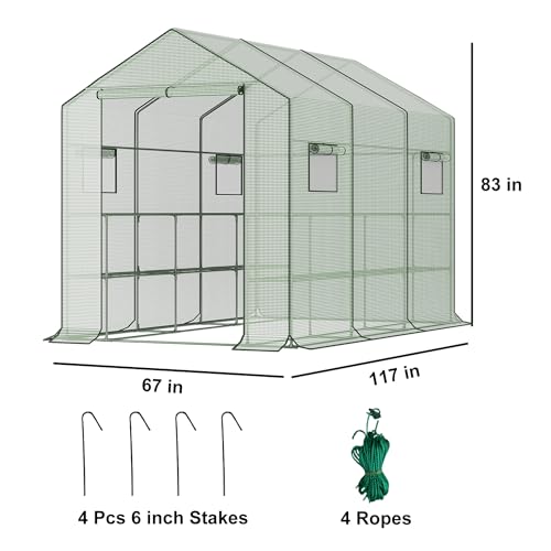 56x28x76 inch Waterproof Portable Walk-in Greenhouse with Roll-Up Zipper and Shelves L47151