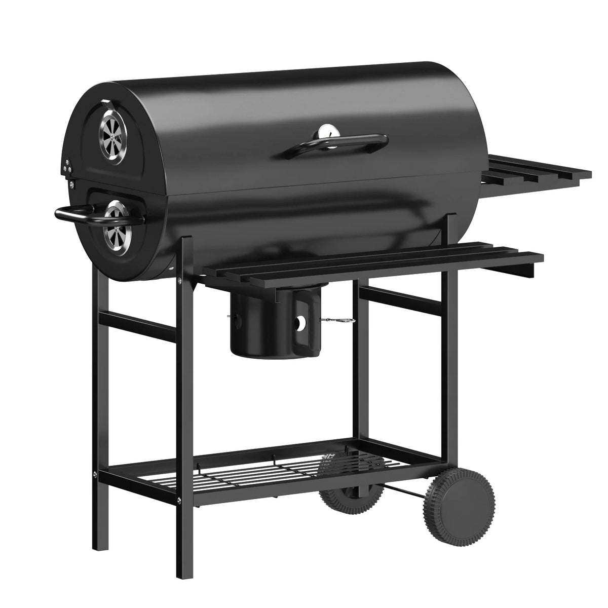 29” Black Outdoor Charcoal Grill with Side Shelf and Wheels X90320