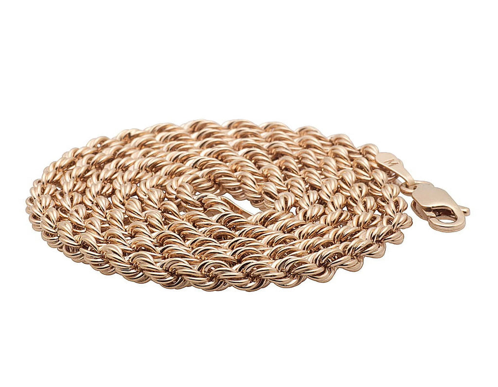 10K Rose Gold Rope Chain Necklace 18-24 Inches P97015