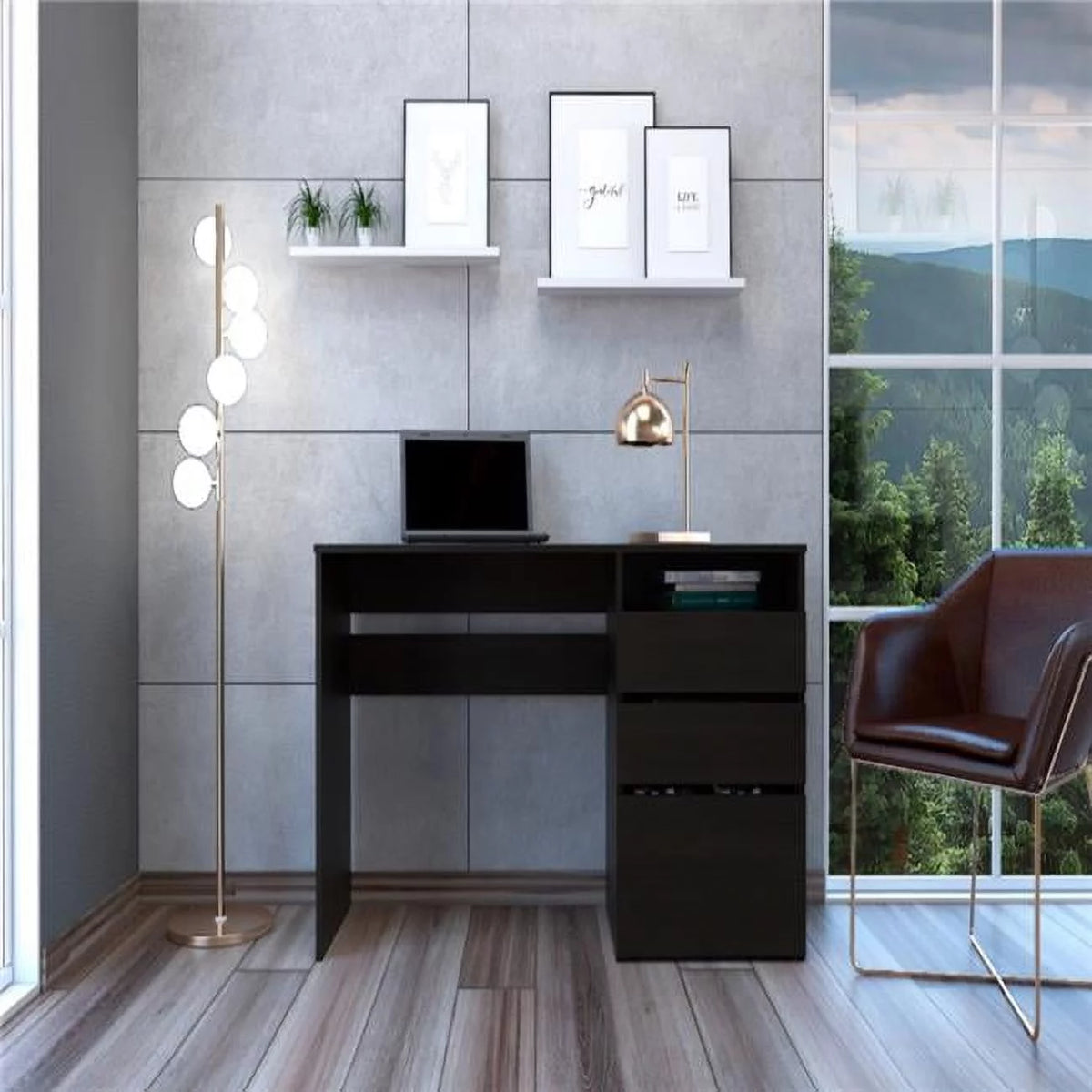 Black 3 Drawers Computer Desk E444435
