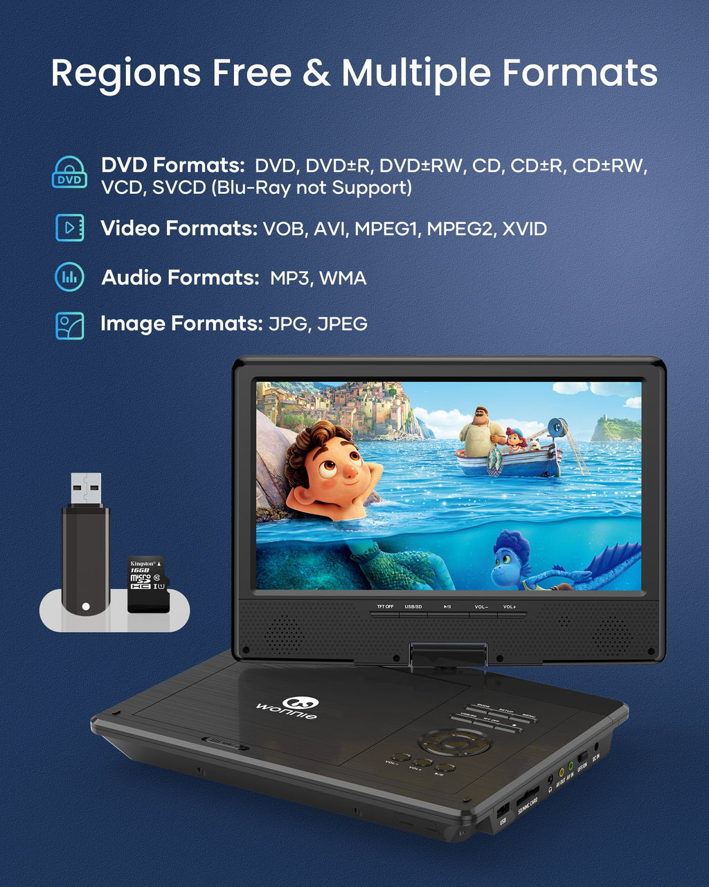 12.5" Portable DVD Player with 10.5" HD Swivel Screen U6987