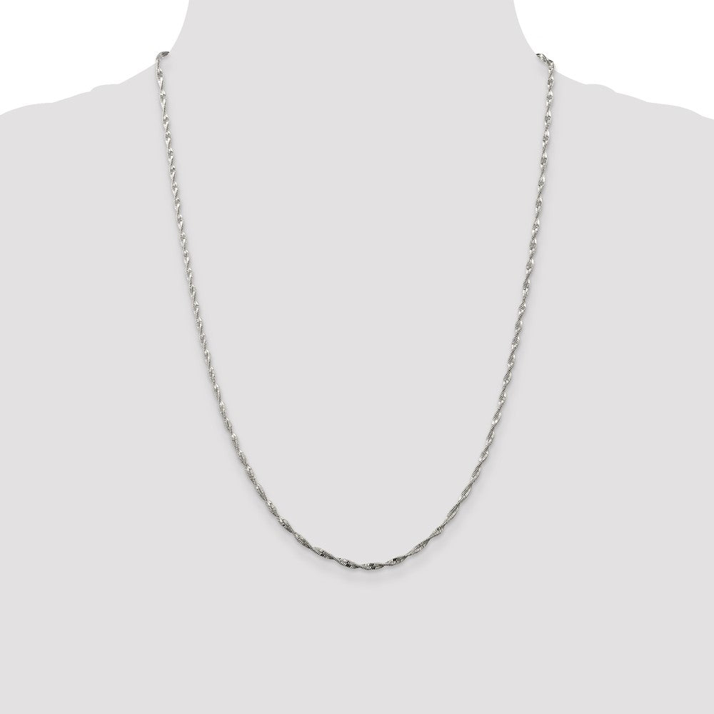 925 Sterling Silver Twisted Herringbone Necklace 24 inch S783658