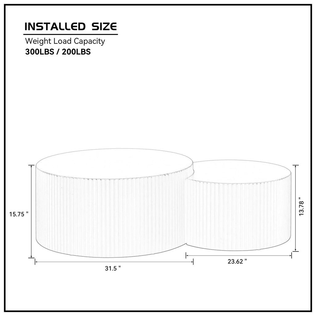 Matte White Round Wooden Coffee Table Set of 2 D550725