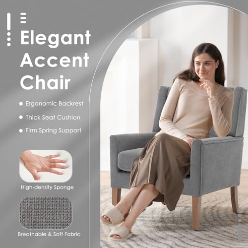 Beige Upholstered Fabric Accent Armchair R8552