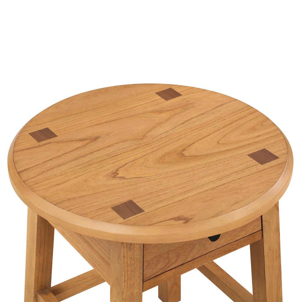 Round Side Table with Solid Wood Frame N4960