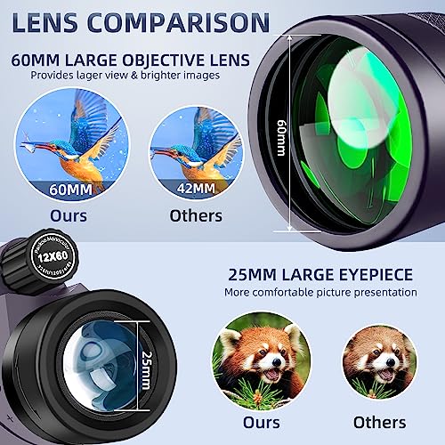 40X60 High Power Monocular with Phone Adapter Tripod Hand Strap I8036