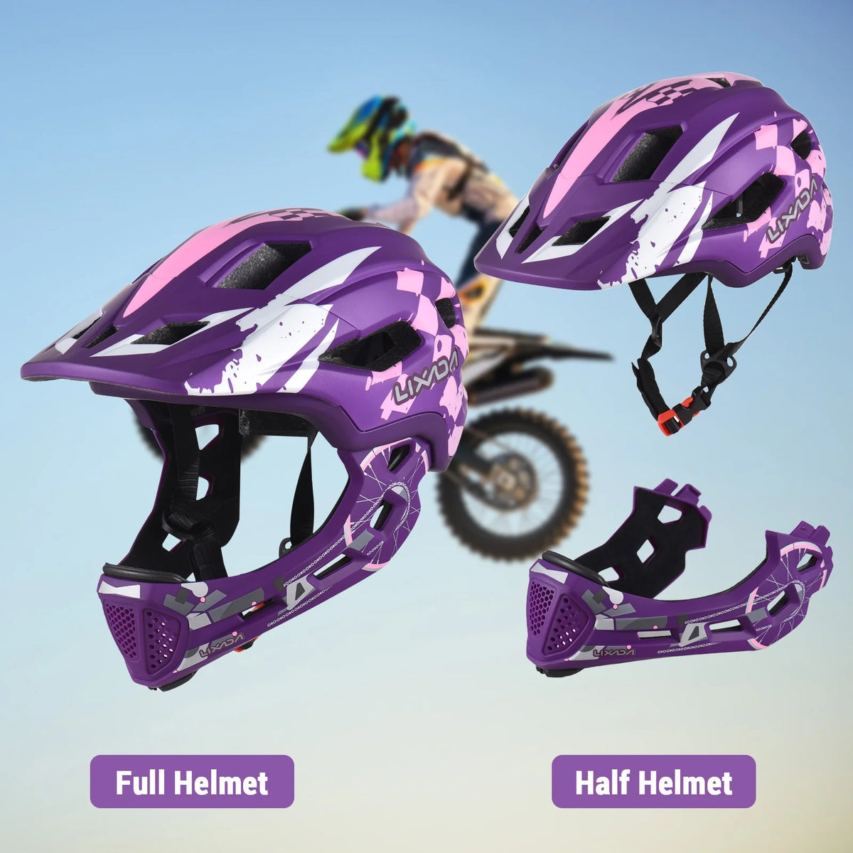 Kids Cycling Helmet Full Face with Detachable Visor D987488