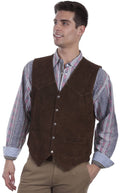 Brown Calf Suede Western Snap Vest K424