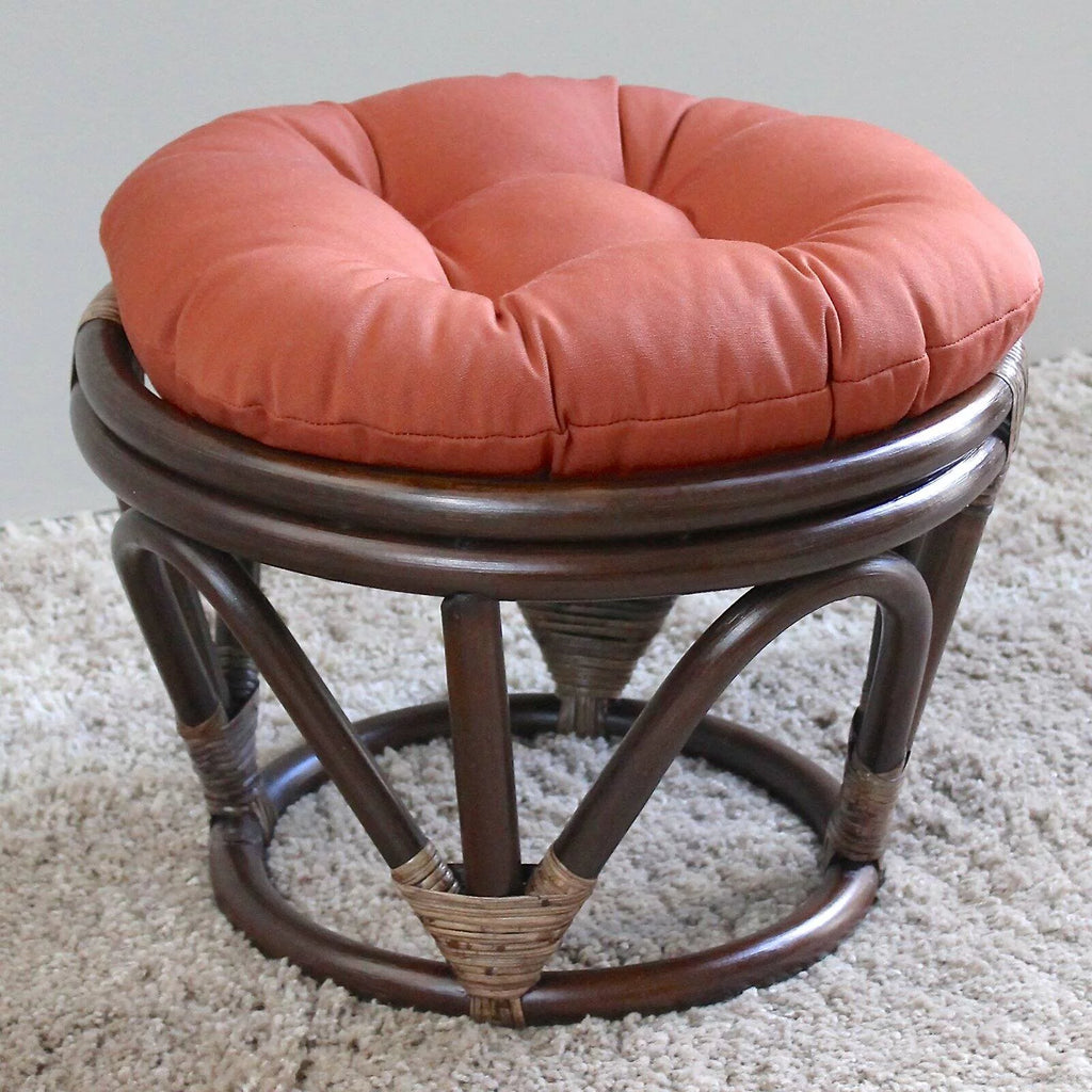 Rattan Footstool with Twill Cushion Q896