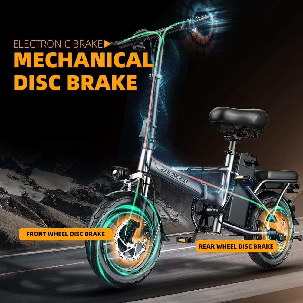 Folding Electric Bike, Magnesium Alloy 500W 48V 12.8Ah Removable Battery, 20'' Dual Suspension 7-Speed S509