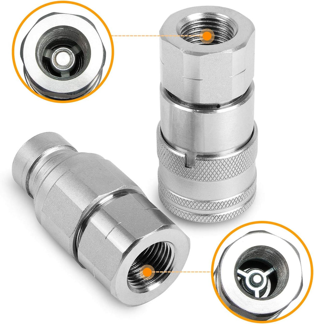 1/2 Flat Face Hydraulic Quick Connect Coupler Set P396