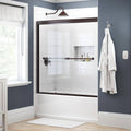 Bronze Semi-Frameless Sliding Bathtub Door with Clear Glass U765